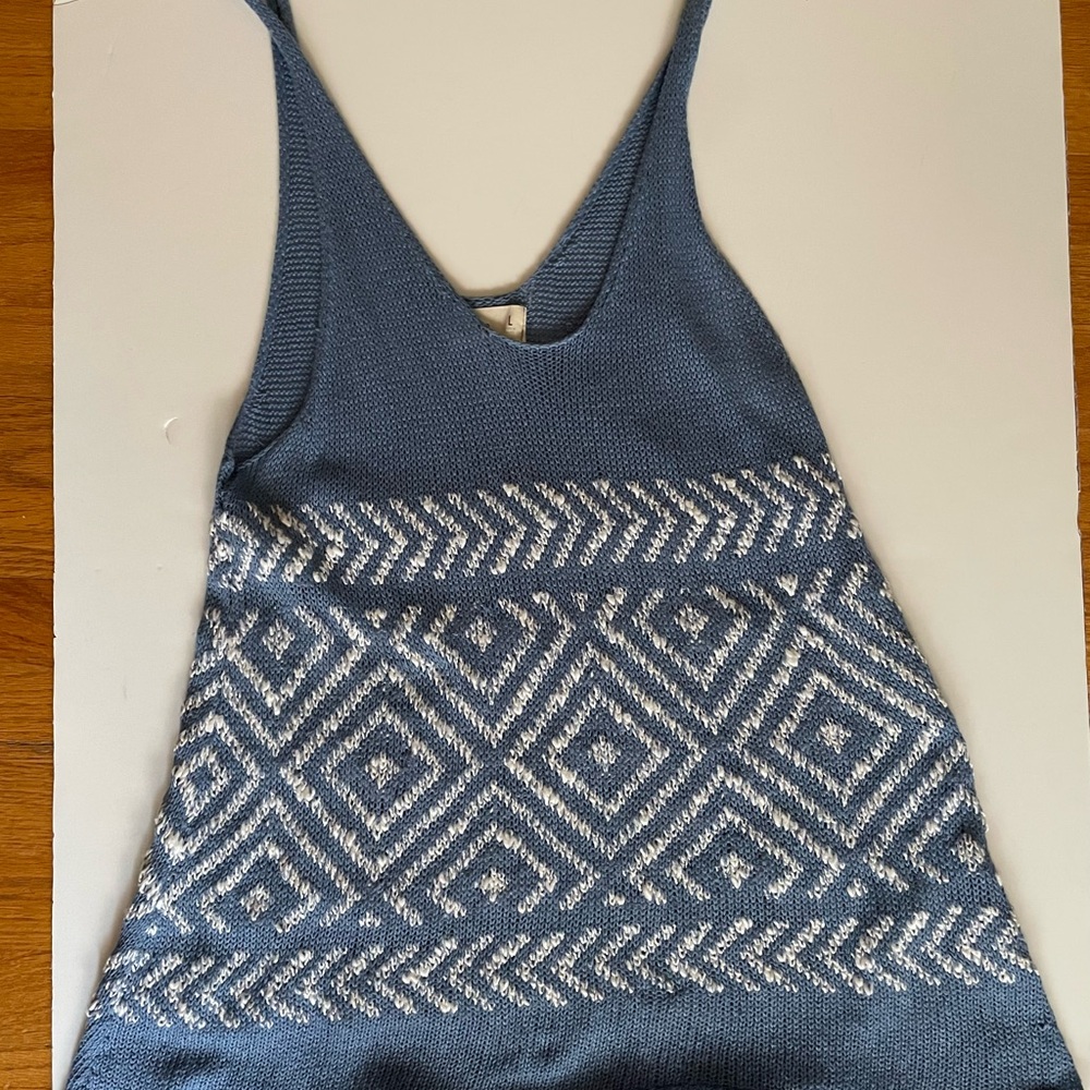 Hollister Blue Patterned Knit Tank Top